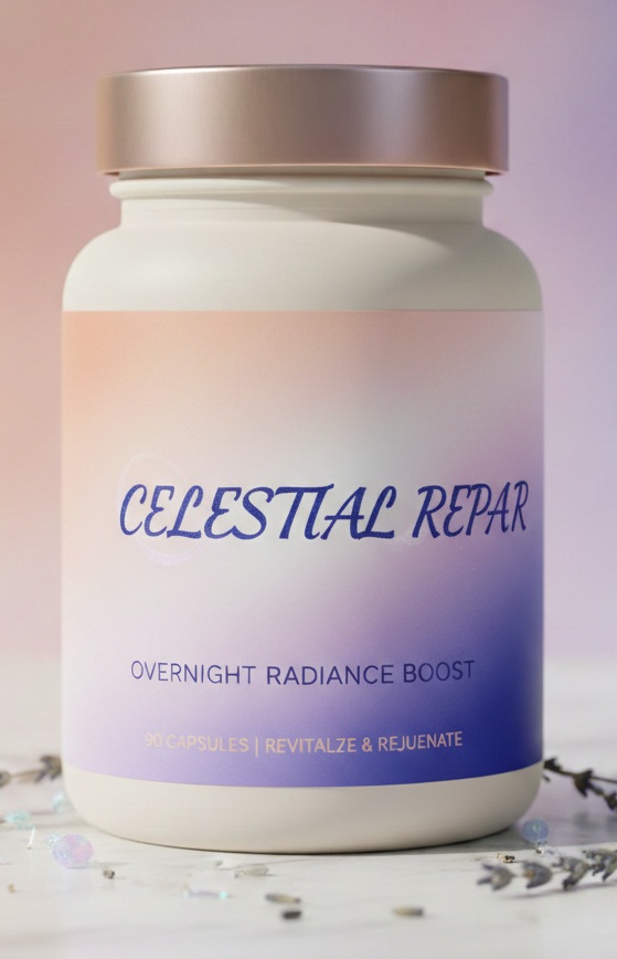 CELESTIAL REPAR product package on a pastel background